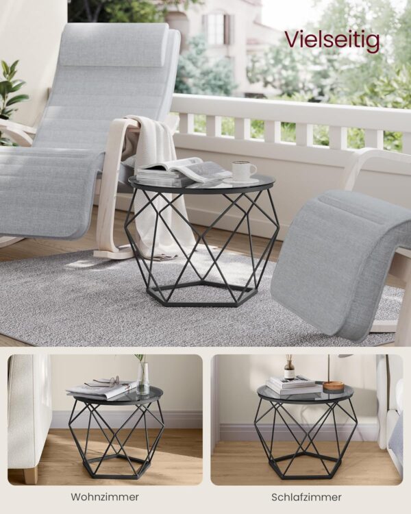 VASAGLE Rundcouchtisch 2er Set – abnehmbare Platte, schiefergrau/tintenschwarz