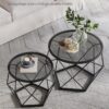 VASAGLE Rundcouchtisch 2er Set – abnehmbare Platte, schiefergrau/tintenschwarz