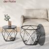 VASAGLE Rundcouchtisch 2er Set – abnehmbare Platte, schiefergrau/tintenschwarz