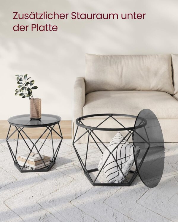 VASAGLE Rundcouchtisch 2er Set – abnehmbare Platte, schiefergrau/tintenschwarz