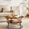 VASAGLE Rundcouchtisch Metall, Industrie‑Design, Ablagefläche, einfacher Aufbau, Modell LCT80BX