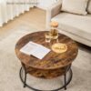 VASAGLE Rundcouchtisch Metall, Industrie‑Design, Ablagefläche, einfacher Aufbau, Modell LCT80BX