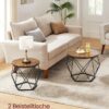 VASAGLE Rundes Couchtisch‑Set 2er – abnehmbare Platte – Vintage‑Flair