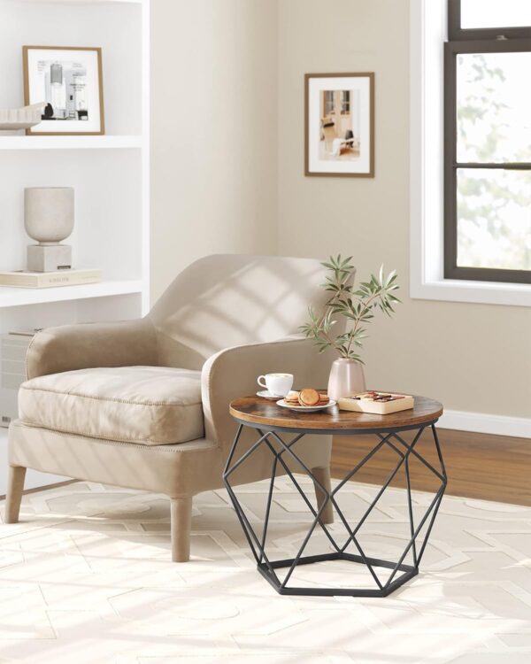VASAGLE Rundes Couchtisch‑Set 2er – abnehmbare Platte – Vintage‑Flair
