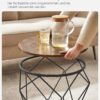 VASAGLE Rundes Couchtisch‑Set 2er – abnehmbare Platte – Vintage‑Flair