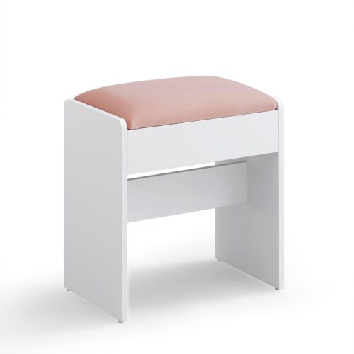 VASAGLE Schminkhocker Sitzhocker – Samt, rutschfeste Fußpads, mattweiß‑pastellrosa