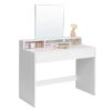 VASAGLE Schminktisch großer Spiegel, 2 Schubladen, 3 offene Fächer, modern, weiß