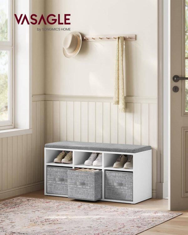 VASAGLE Schuh‑Organizer 6‑Fach mit verstellbaren Ablagen, wolkenweiß‑taubengrau