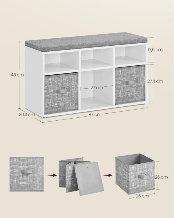 VASAGLE Schuh‑Organizer 6‑Fach mit verstellbaren Ablagen, wolkenweiß‑taubengrau