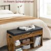 VASAGLE Schuhbank 3 offene Fächer + Stauraum unter Sitz – 136 kg – Vintagebraun