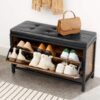VASAGLE Schuhbank gepolstert, 6 Paar, Stahlgestell – Industrie‑Design Vintage Braun/Schwarz