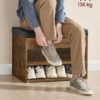 VASAGLE Schuhbank mit gepolstertem Sitz, 3‑stufiges Schuhregal, vintagebraun
