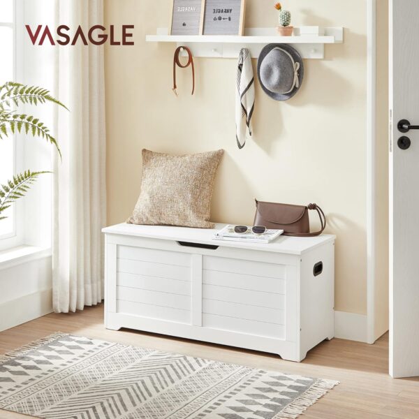 VASAGLE Schuhbank mit Stauraum, 2 Sicherheitsscharnieren, Landhausstil