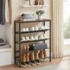 VASAGLE Schuhregal 5‑stufig, verstellbare Gitterablagen, platzsparend, Industrie‑Metall