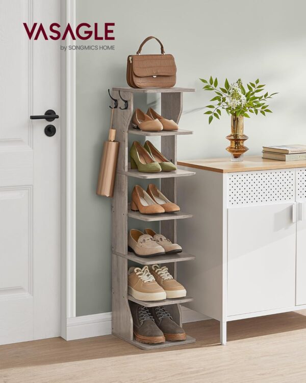 VASAGLE Schuhregal schmal 7‑Ebenen platzsparend Greige meliert