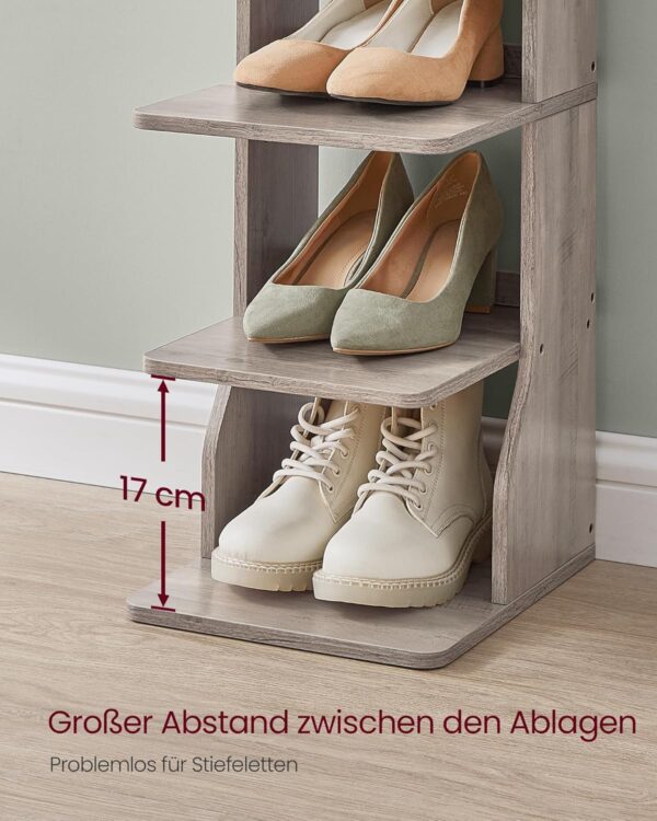 VASAGLE Schuhregal schmal 7‑Ebenen platzsparend Greige meliert