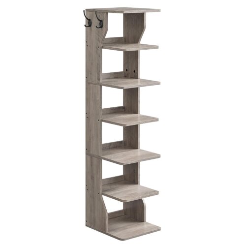 VASAGLE Schuhregal schmal 7‑Ebenen platzsparend Greige meliert