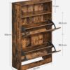 VASAGLE Schuhschrank 2‑Klappe, verstellbare Trennwand, 8‑12 Paar, 24×60×102 cm