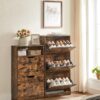 VASAGLE Schuhschrank 2‑Klappe, verstellbare Trennwand, 8‑12 Paar, 24×60×102 cm