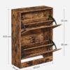 VASAGLE Schuhschrank 2‑Tür verstellbare Trennwände kompakt 60×24×84 cm 12/8 Paar