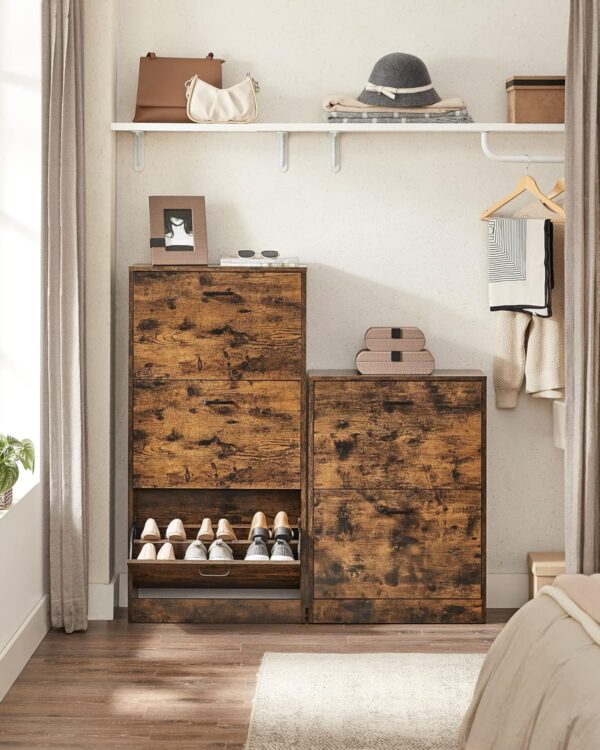 VASAGLE Schuhschrank 2‑Tür verstellbare Trennwände kompakt 60×24×84 cm 12/8 Paar