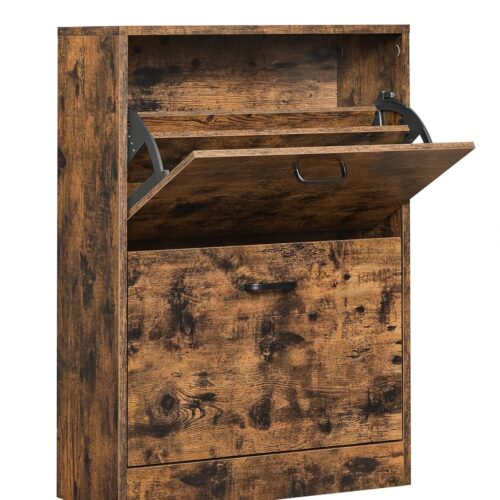 VASAGLE Schuhschrank 2‑Tür verstellbare Trennwände kompakt 60×24×84 cm 12/8 Paar