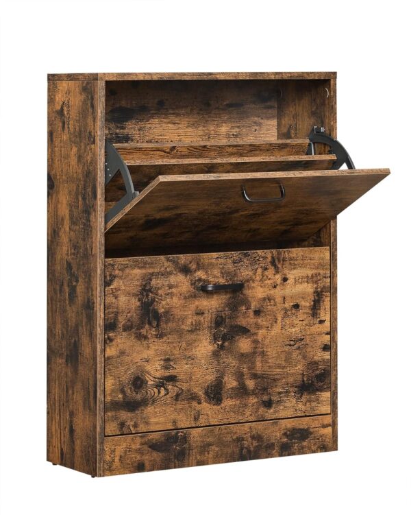 VASAGLE Schuhschrank 2‑Tür verstellbare Trennwände kompakt 60×24×84 cm 12/8 Paar