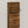 VASAGLE Schuhschrank 3‑Klappen, verstellbare Trennwand, 14‑18 Paar, vintagebraun