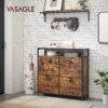 VASAGLE Schuhschrank 4‑Klappen, 12‑20 Paar, kompakt, staubdicht, Braun‑Schwarz
