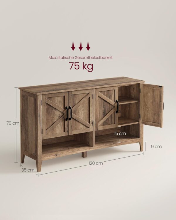 VASAGLE Schuhschrank Amerikanischer Look, höhenverstellbare Ablage, stabile Beine