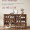 VASAGLE Schuhschrank Amerikanischer Look, höhenverstellbare Ablage, stabile Beine