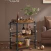 VASAGLE Servierwagen abnehmbares Tablett, Rollen, Stahlrahmen, Industrie‑Design