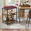 VASAGLE Servierwagen abnehmbares Tablett, Rollen, Stahlrahmen, Industrie‑Design