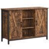VASAGLE Sideboard 100x35x70 cm – Offene Regalfächer, Türen, Industrie‑Design, Vintage Braun‑Schwarz