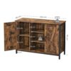 VASAGLE Sideboard 100x35x70 cm – Offene Regalfächer, Türen, Industrie‑Design, Vintage Braun‑Schwarz