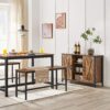 VASAGLE Sideboard 100x35x70 cm – Offene Regalfächer, Türen, Industrie‑Design, Vintage Braun‑Schwarz