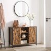 VASAGLE Sideboard 100x35x70 cm – Offene Regalfächer, Türen, Industrie‑Design, Vintage Braun‑Schwarz