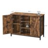 VASAGLE Sideboard 100x35x70 cm – Offene Regalfächer, Türen, Industrie‑Design, Vintage Braun‑Schwarz