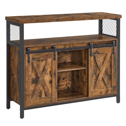 VASAGLE Sideboard 2 Schiebetüren verstellbare Ablagen Landhausstil