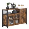 VASAGLE Sideboard 3‑türig 33x110x75 cm Landhausstil vintagebraun‑schwarz