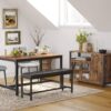 VASAGLE Sideboard 3‑türig 33x110x75 cm Landhausstil vintagebraun‑schwarz