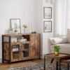 VASAGLE Sideboard 3‑türig 33x110x75 cm Landhausstil vintagebraun‑schwarz