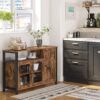 VASAGLE Sideboard 3‑türig 33x110x75 cm Landhausstil vintagebraun‑schwarz