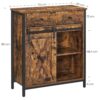 VASAGLE Sideboard mit Schiebetür, verstellbare Ablage, Landhausstil, Braun‑Schwarz