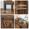 VASAGLE Sideboard mit Schiebetür, verstellbare Ablage, Landhausstil, Braun‑Schwarz