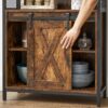 VASAGLE Sideboard mit Schiebetür, verstellbarem Regal, industrieller Stil