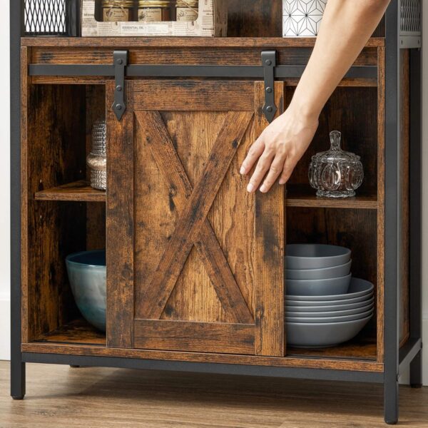 VASAGLE Sideboard mit Schiebetür, verstellbarem Regal, industrieller Stil