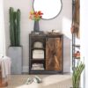 VASAGLE Sideboard Schiebetür, verstellbare Ablagen, Industrie‑Design 70×30×80 cm