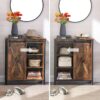 VASAGLE Sideboard Schiebetür, verstellbare Ablagen, Industrie‑Design 70×30×80 cm