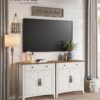 VASAGLE Sideboard Schubladen verstellbare Ablage Landhausstil vintageweiß‑honigbraun